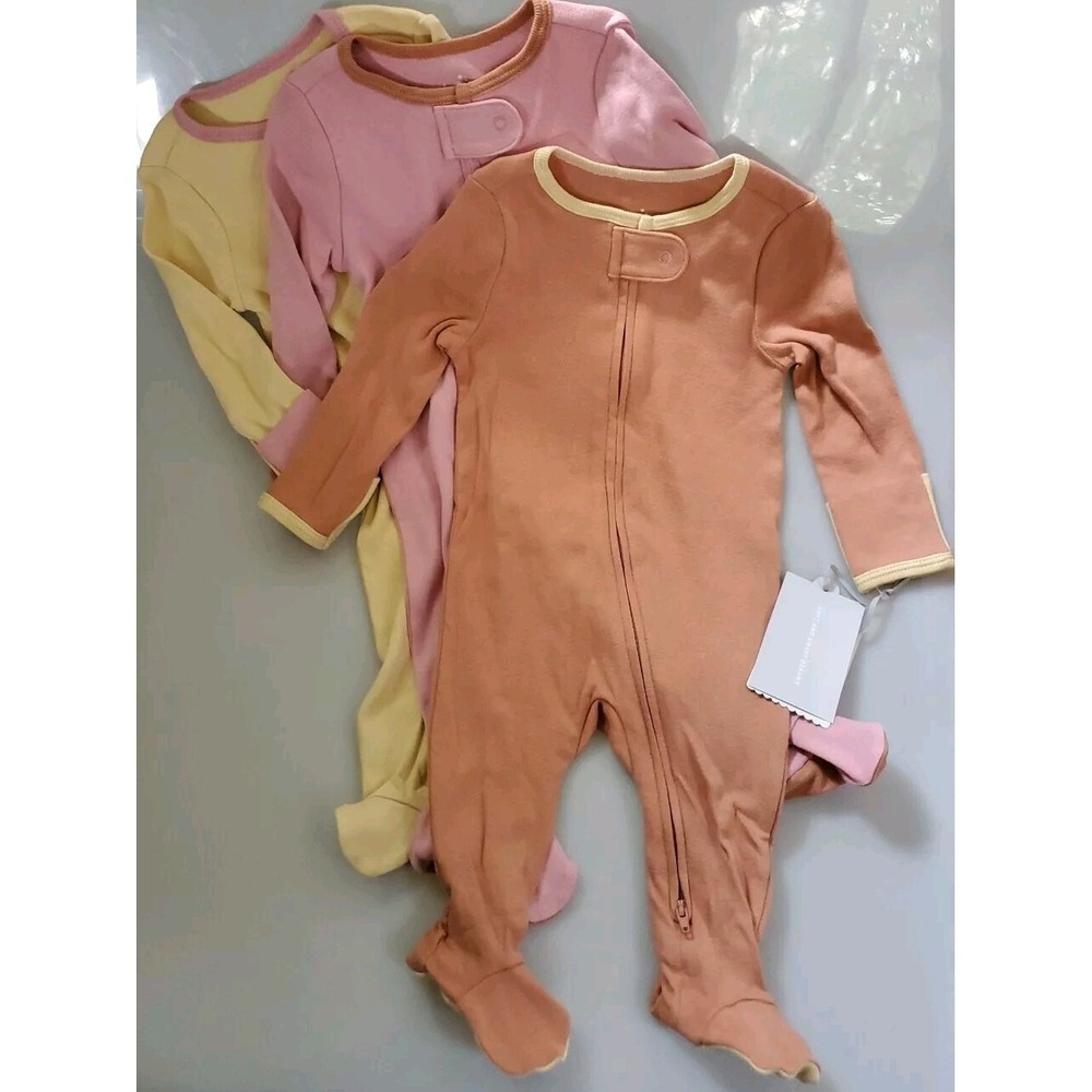 Baby Girls' 3pk‎ Tight Fit Zip-Up Sleep N' Play - Cloud Island™ Orange